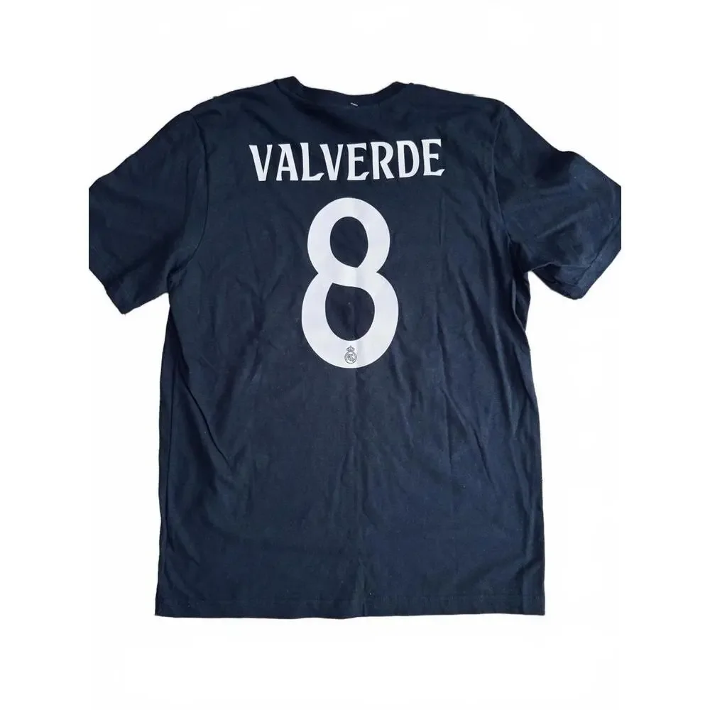 2XL Adidas Real Madrid Black Cotton T-shirt Federico Valverde #8